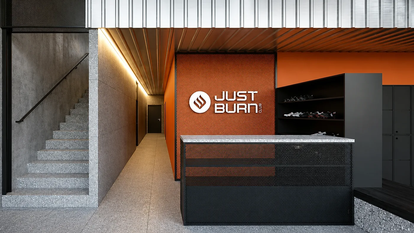 Recepção da nova Just Burn com painel laranja iluminado
